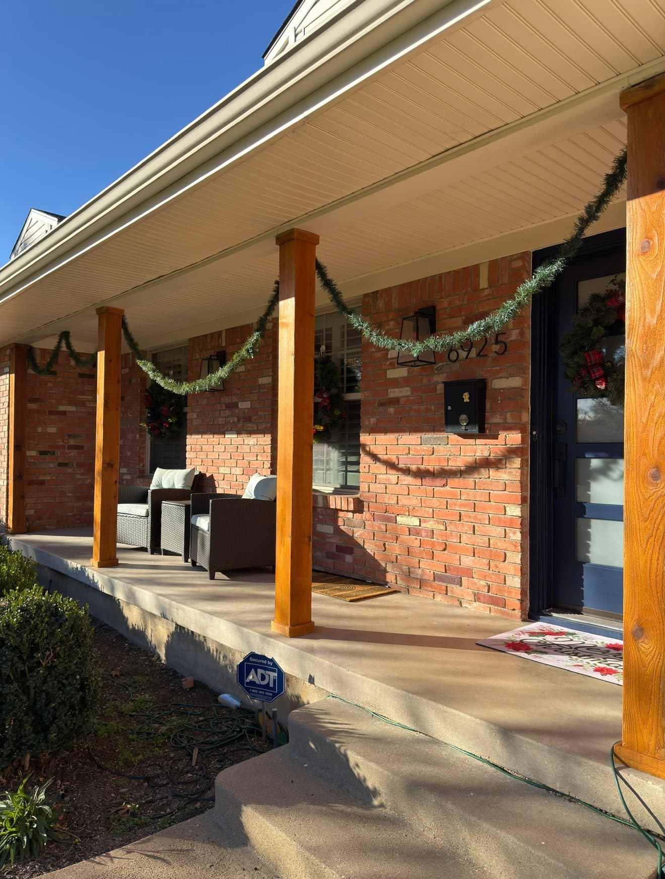 Before cedar installation - metal columns in Dallas