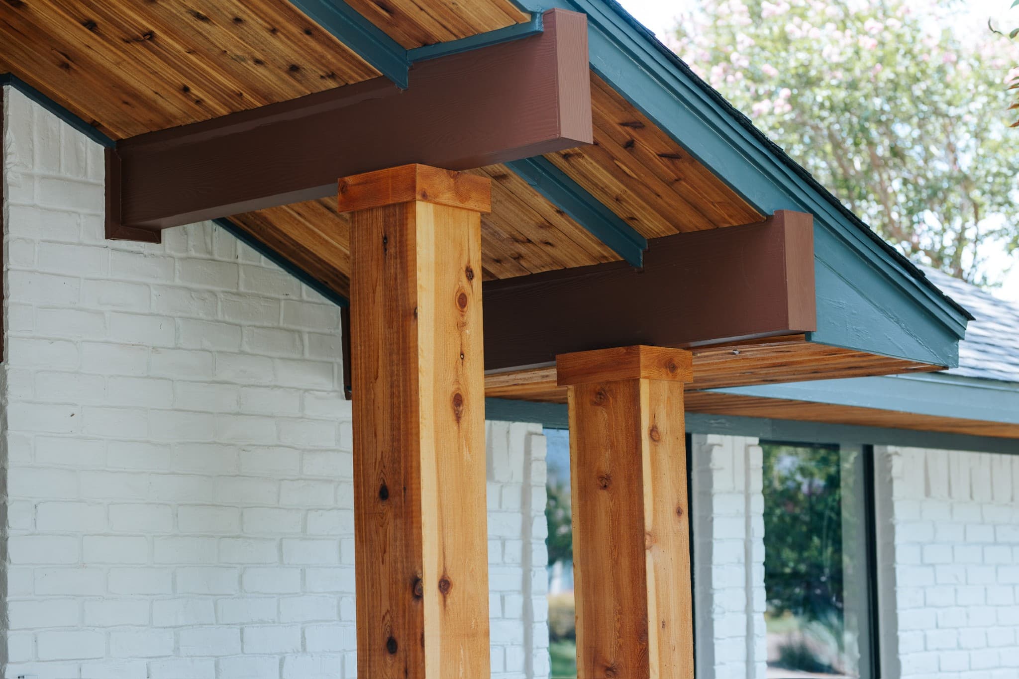 Rotted Columns Rebuilt with Cedar - After