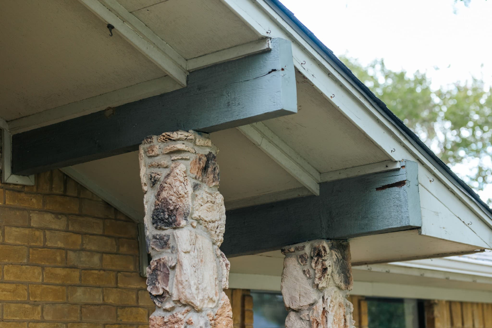 Rotted Columns Rebuilt with Cedar - Before